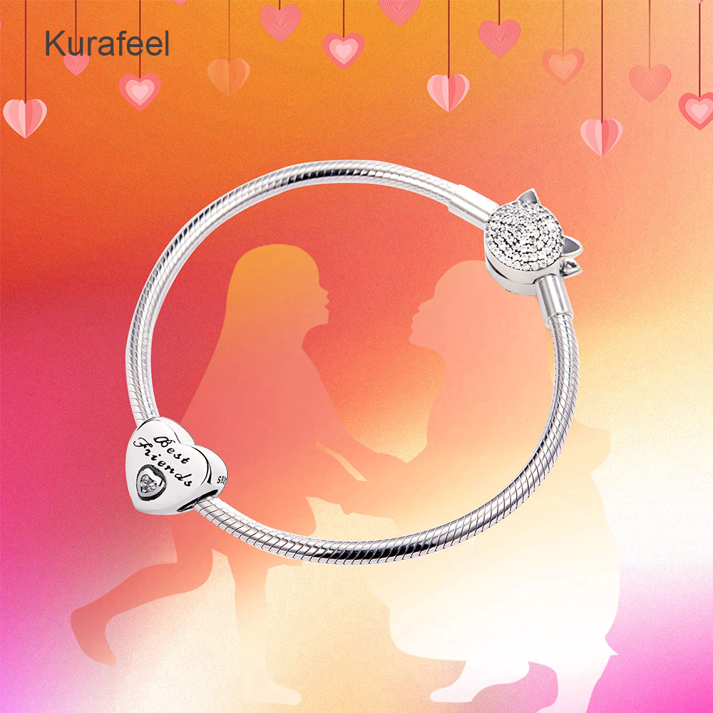 Heart Shape Lettering Zircon 925 Sterling Silver Beads Bracelet